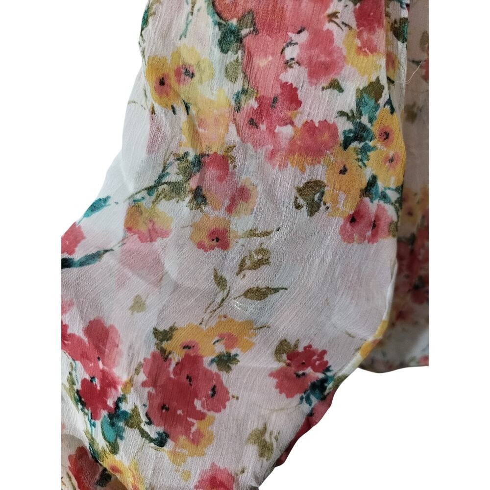 3460) Kut From The Kloth Jasmine Chiffon Semi Sheer Floral Pink Tunic Blouse L - Picture 4 of 9